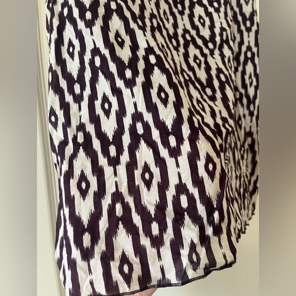 Loft Dark Purple & White Aztec Design, Cotton summer Blouse women’s SZ Small - Picture 2 of 14